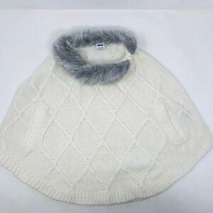 Janie and Jack Faux Fur Knit Poncho Cream Size 18-24 Months